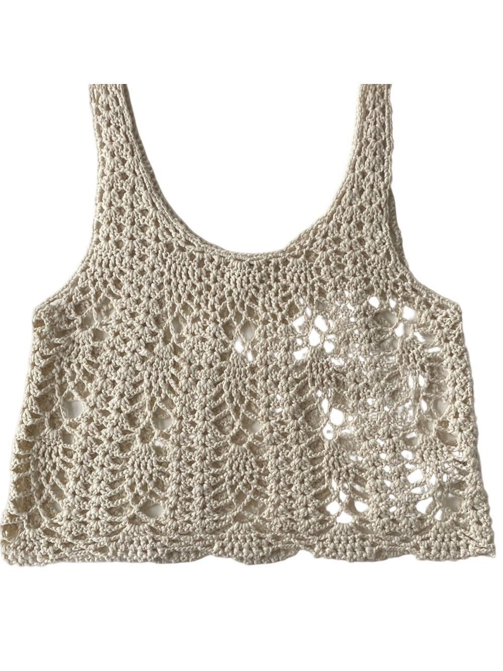 6. Garage Cream Crochet Cropped Top